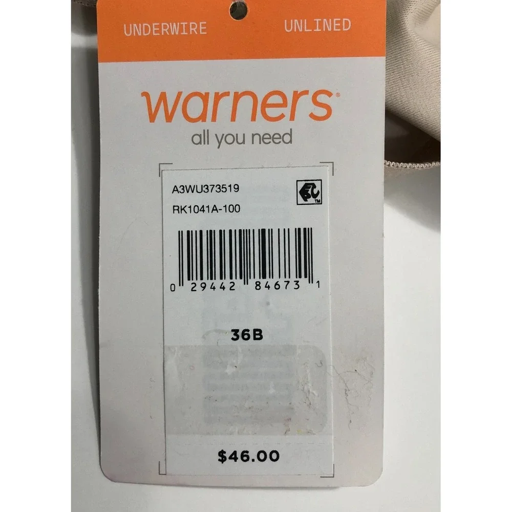 Warners Cloud Bra Women's Size 36B Tan Beige Brown Cushioned Underwire‎ Soft